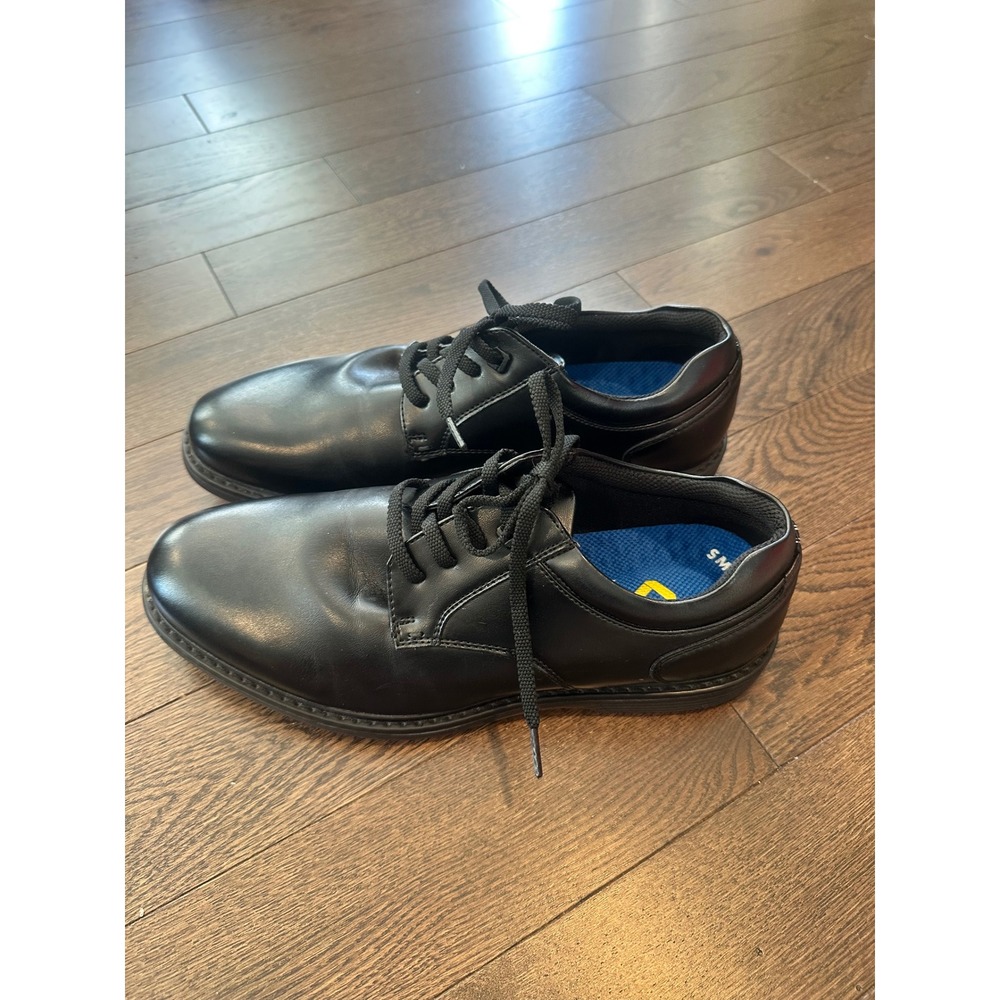 Nunn Bush Work Mens Black Leather Oxford Shoes Slip Resistant Plain Toe 8.5W
